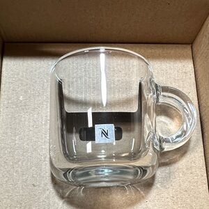 Nespresso Transparent Glass Espresso Mug with Round Handle and Saucer Set of Two